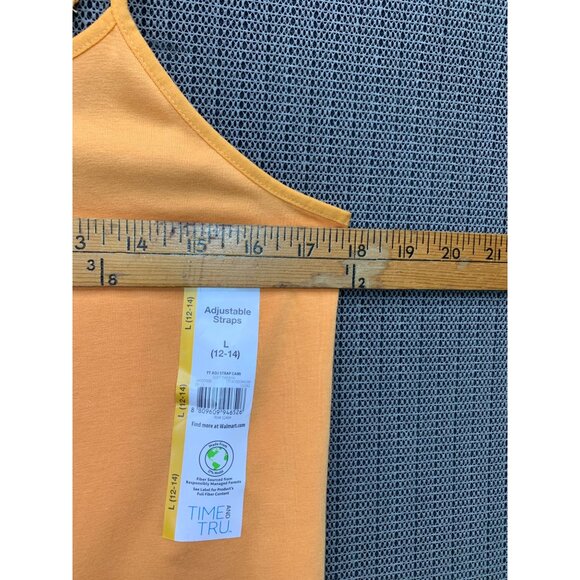 Time And Tru Woman's Size L (12-14) Orange Tank Top Cami Adjustable Straps - Picture 5 of 7